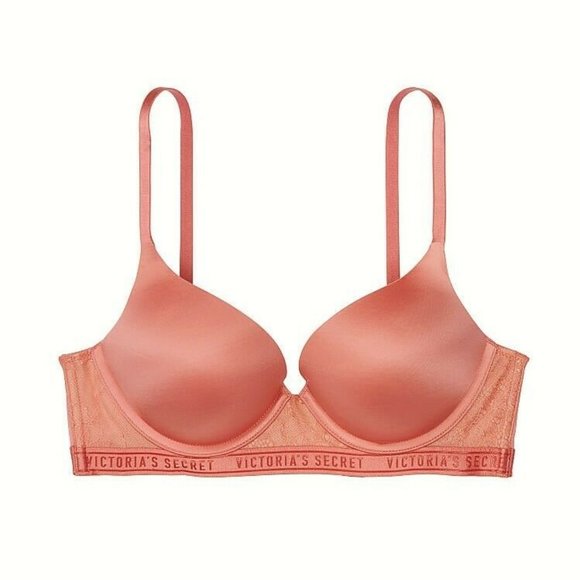 VICTORIA'S SECRET Bombshell Bra +2 Cup Push Up 32D Logo Band Soft Cranberry - Picture 4 of 6